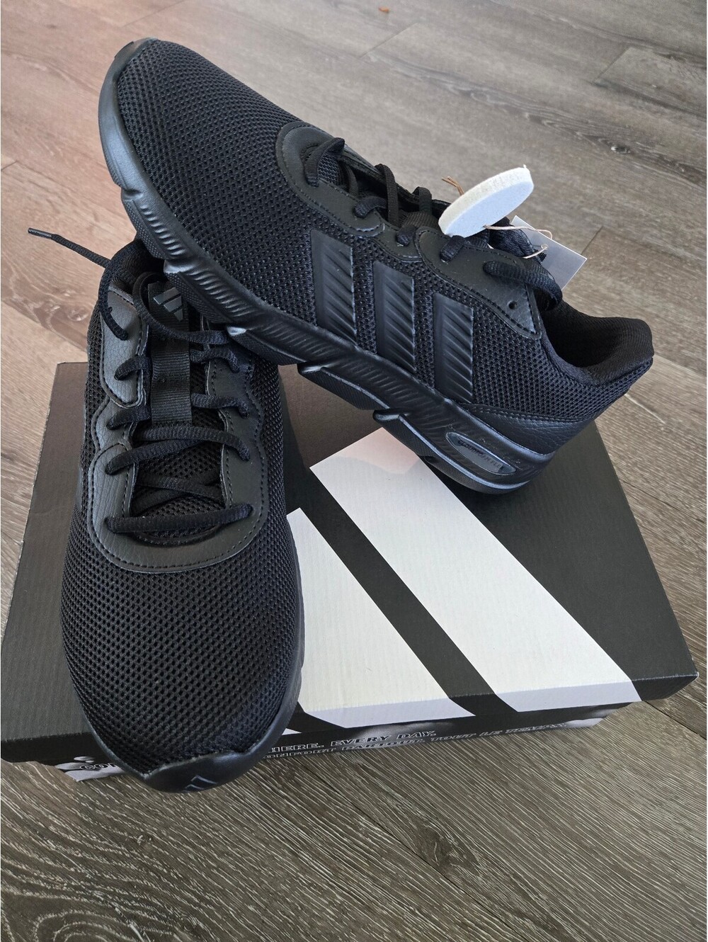 adidas Cloudfoam Flex Laces Wide HQ4961 Women's 7 Black Walking Shoes New